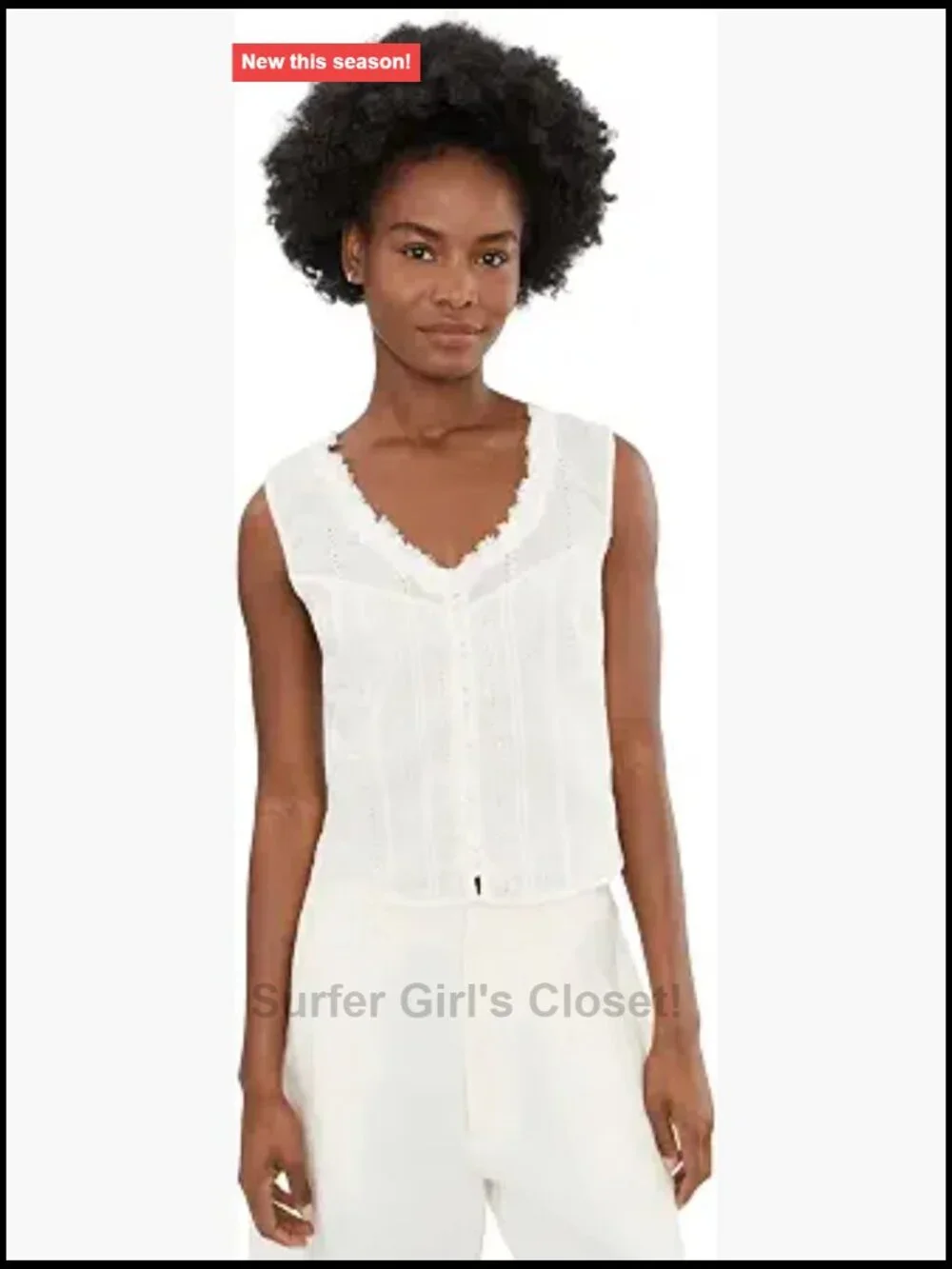 Sleeveless Pintucked Woven Top with Ruffles, 100% Cotton